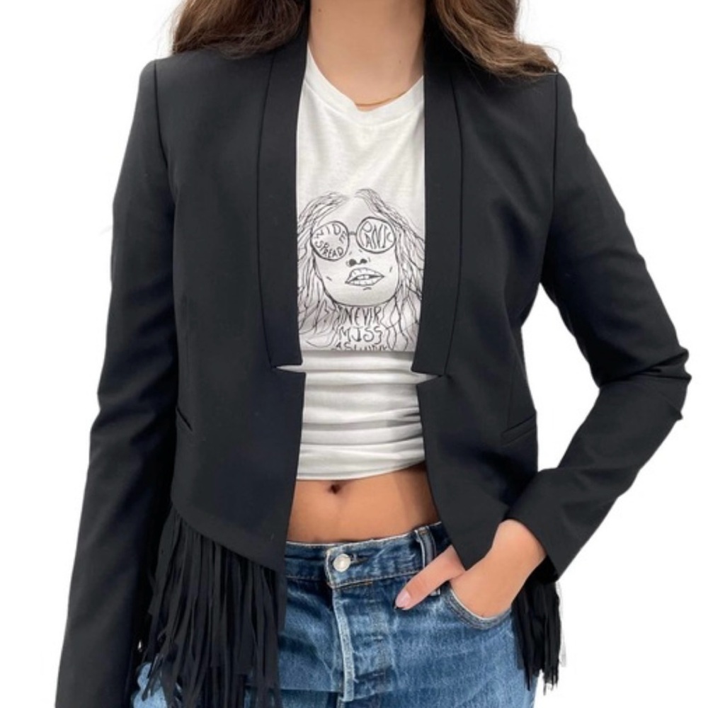 Banana Republic Black Fringe Blazer